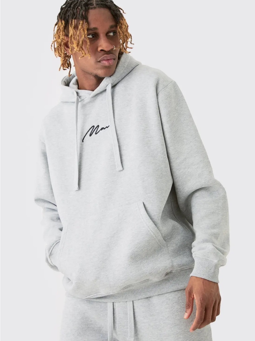 Boohoo Man Script Hooded Sweatshirt